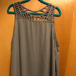 Grey (gray) caged chiffon tank top TORRID SZ 2