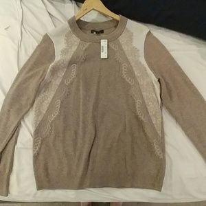 Colorblock lace sweater