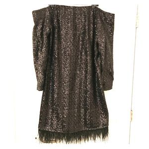 Eloquii, Sequin dress w/feather trim, Sz 24