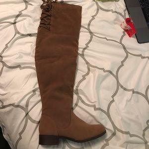 Brown over the knee boots wide calf