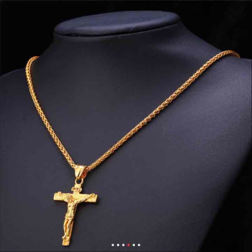 New 18k gold cross necklace