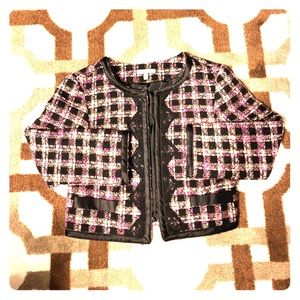 CHARLOTTE RUSSE PLAID LACE BLACK PINK BLAZER SMALL