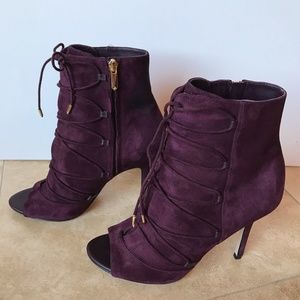 Sam Edelman Asher Burgandy Suede Peep toe Bootie