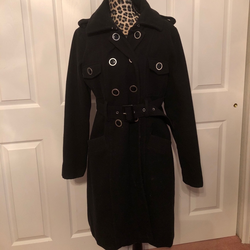 Long black pea coat