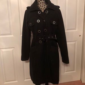 Long black pea coat