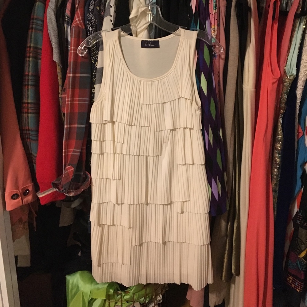 WISH white pleat tank dress