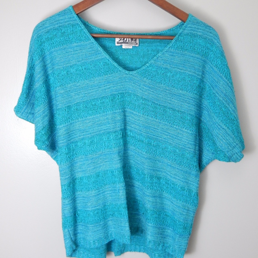 two one two new york blouse color aqua size m