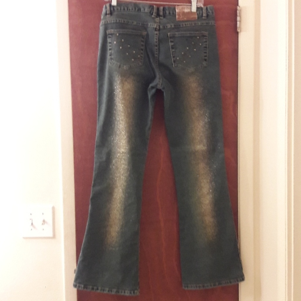 Vintage YAGI Gold GLITTER Studded Jeans Size 13