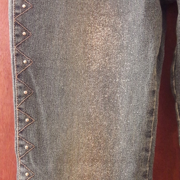 Vintage YAGI Gold GLITTER Studded Jeans Size 13 - Picture 2 of 6