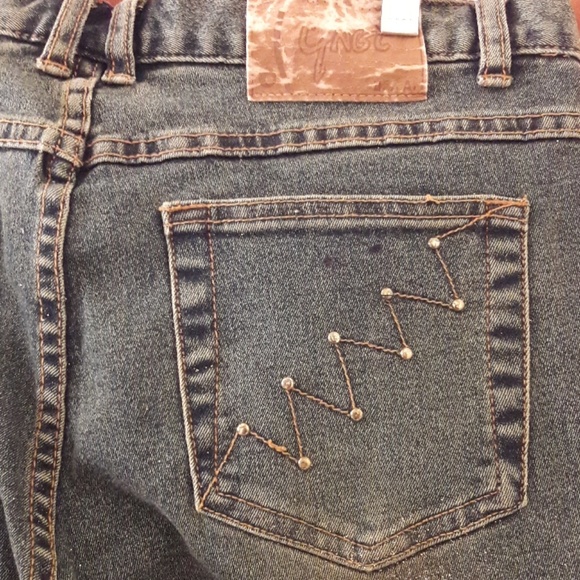 Vintage YAGI Gold GLITTER Studded Jeans Size 13 - Picture 3 of 6