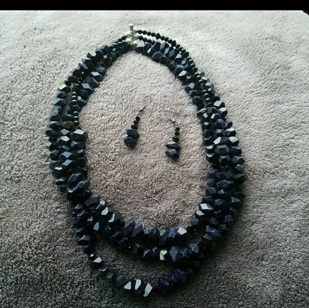 Granite stone necklace w/ matching earrings