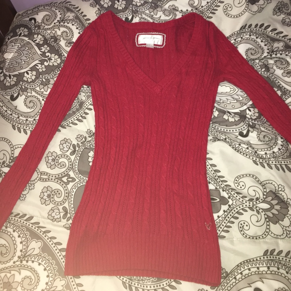 American Eagle red long sleeve sweater