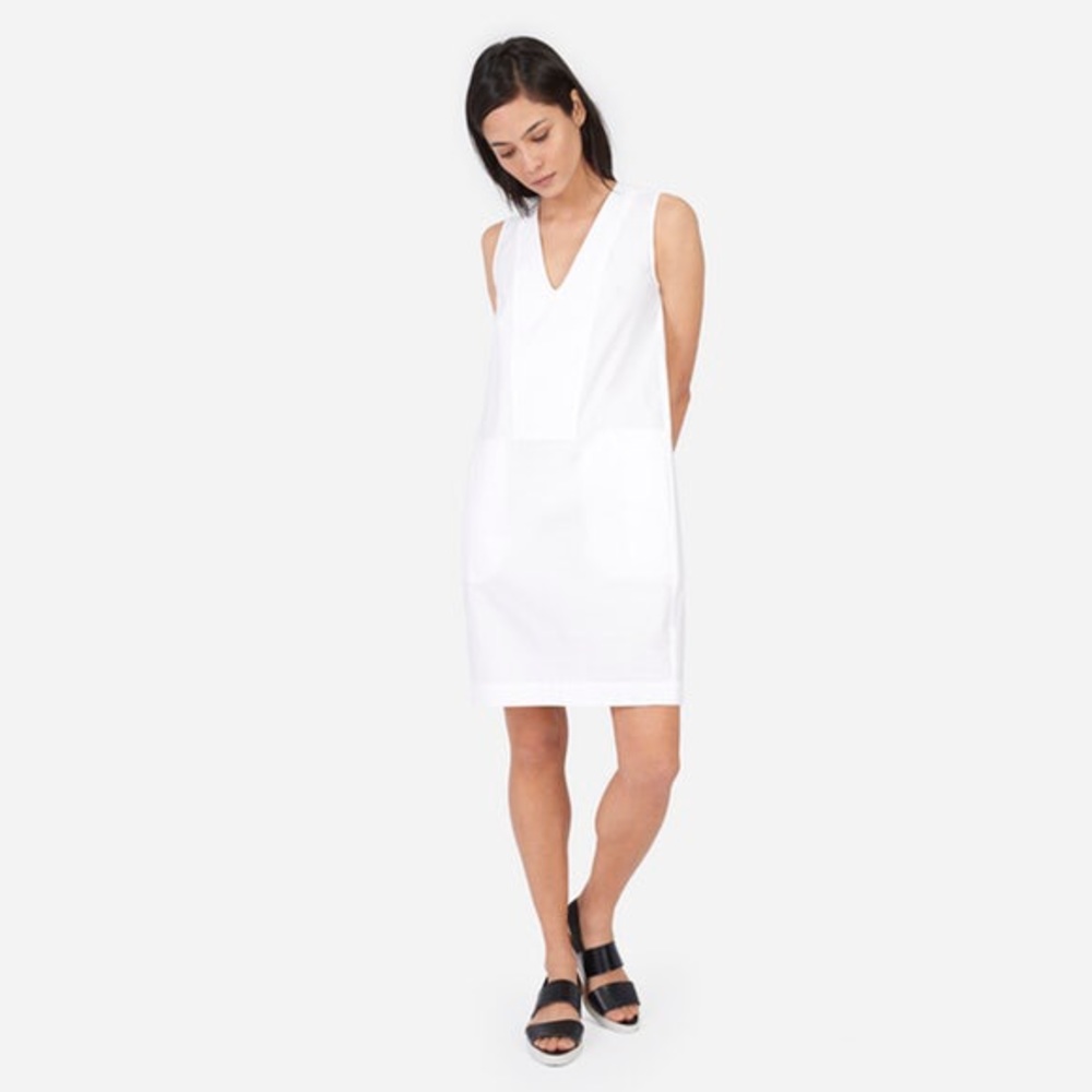 Everlane Cotton Poppin V-neck dress white size S