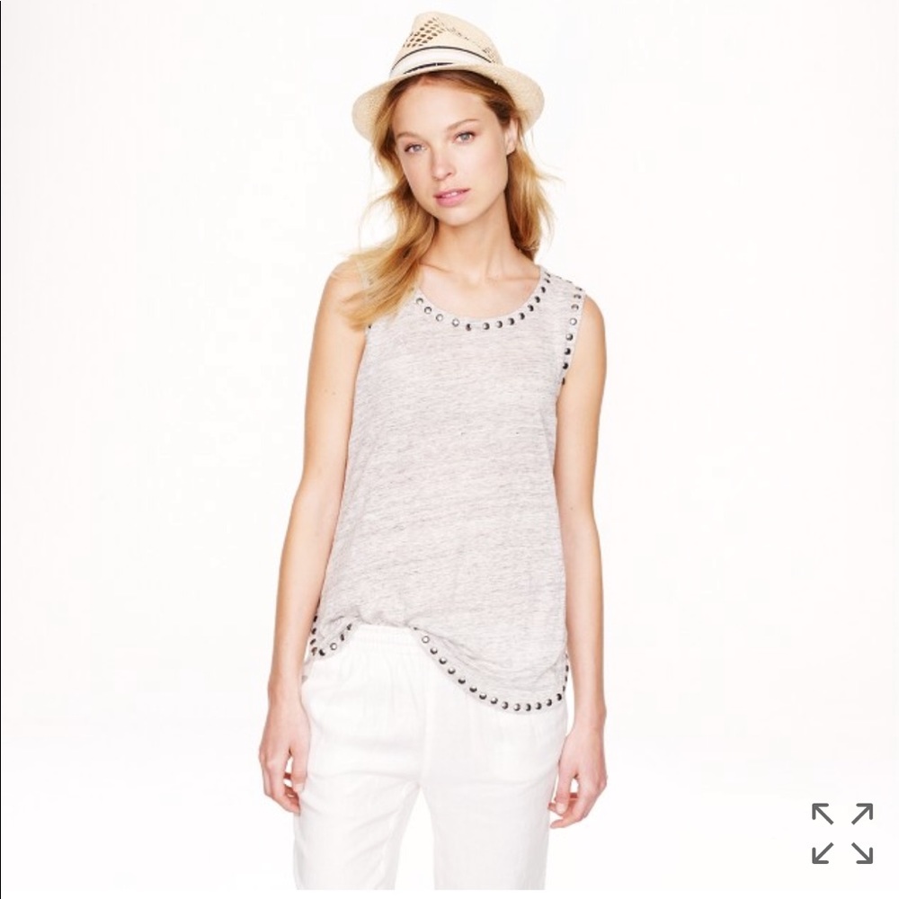 J crew linen studded tank in grey