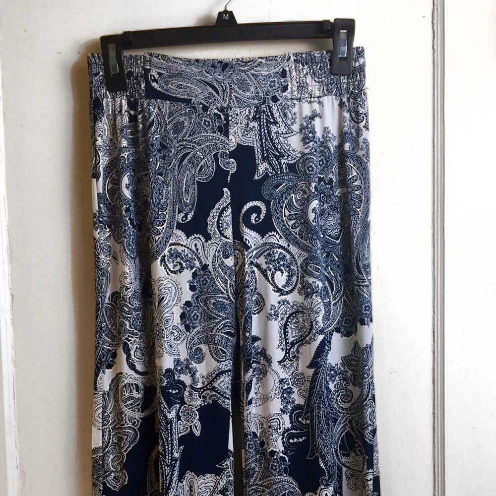 Navy & White Palazzo Pants