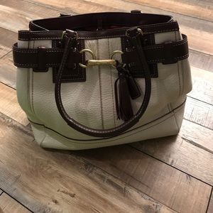 Authentic brown and cream Coach leather satchel