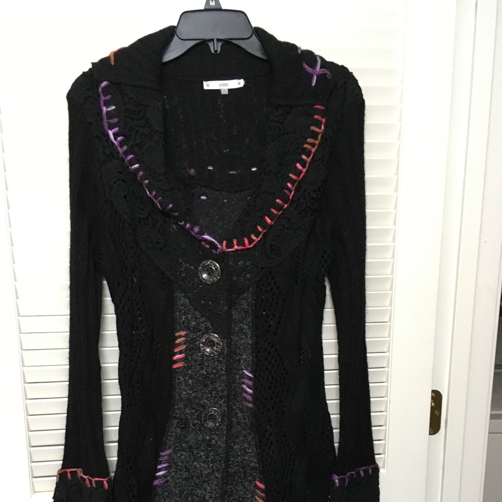 Black embroidered Duster