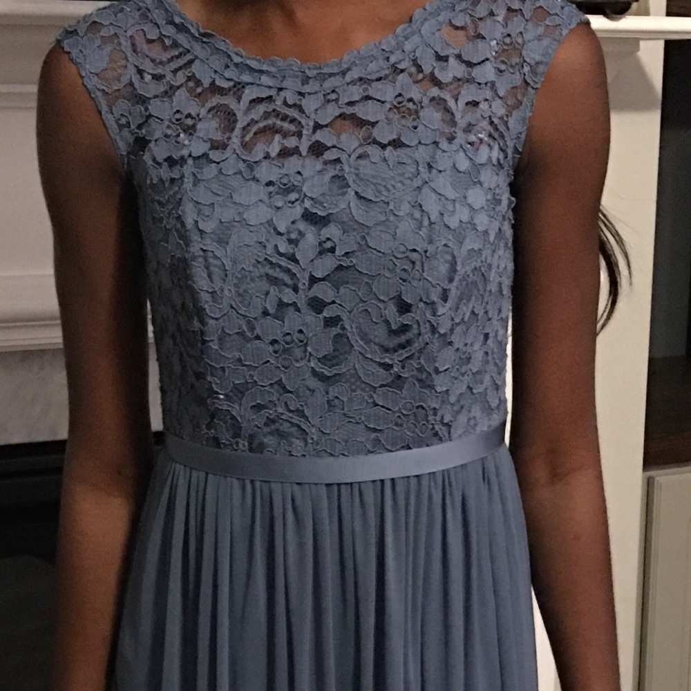 David’s Bridal Long Lave Mesh Cap Sleeve