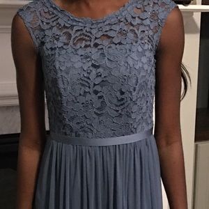 David’s Bridal Long Lave Mesh Cap Sleeve