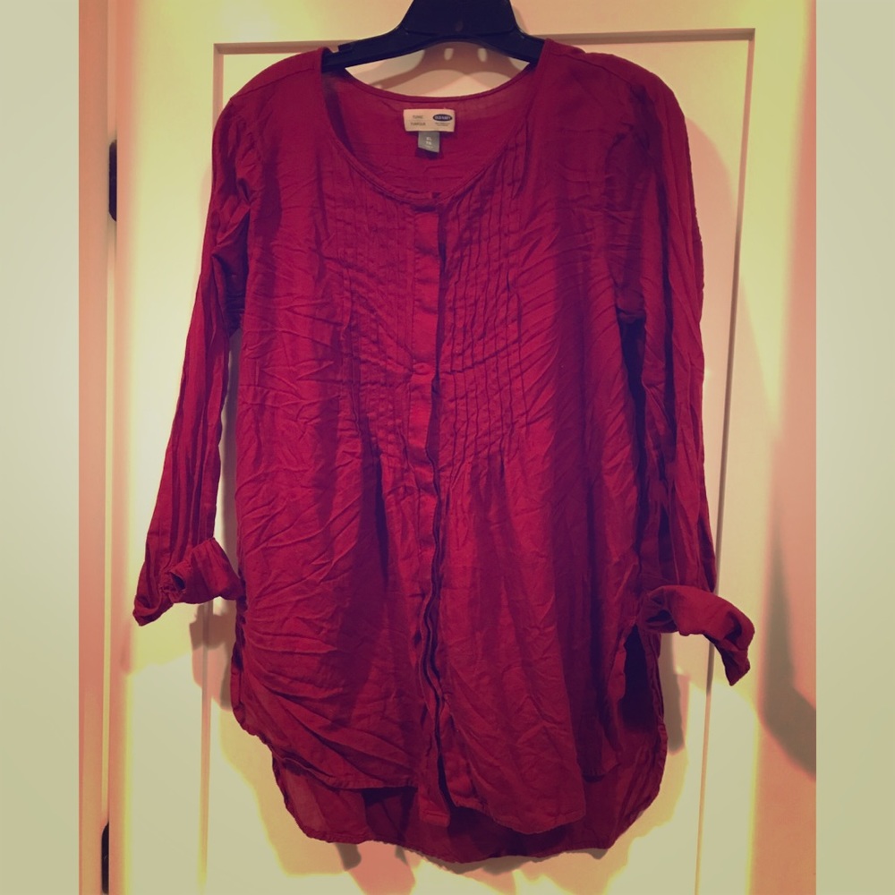 Pintuck Front Button Down