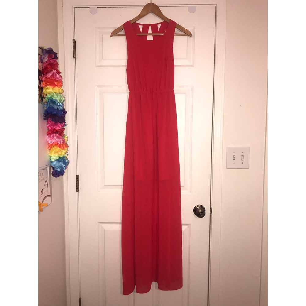 Red Maxi with Criss Cross Back