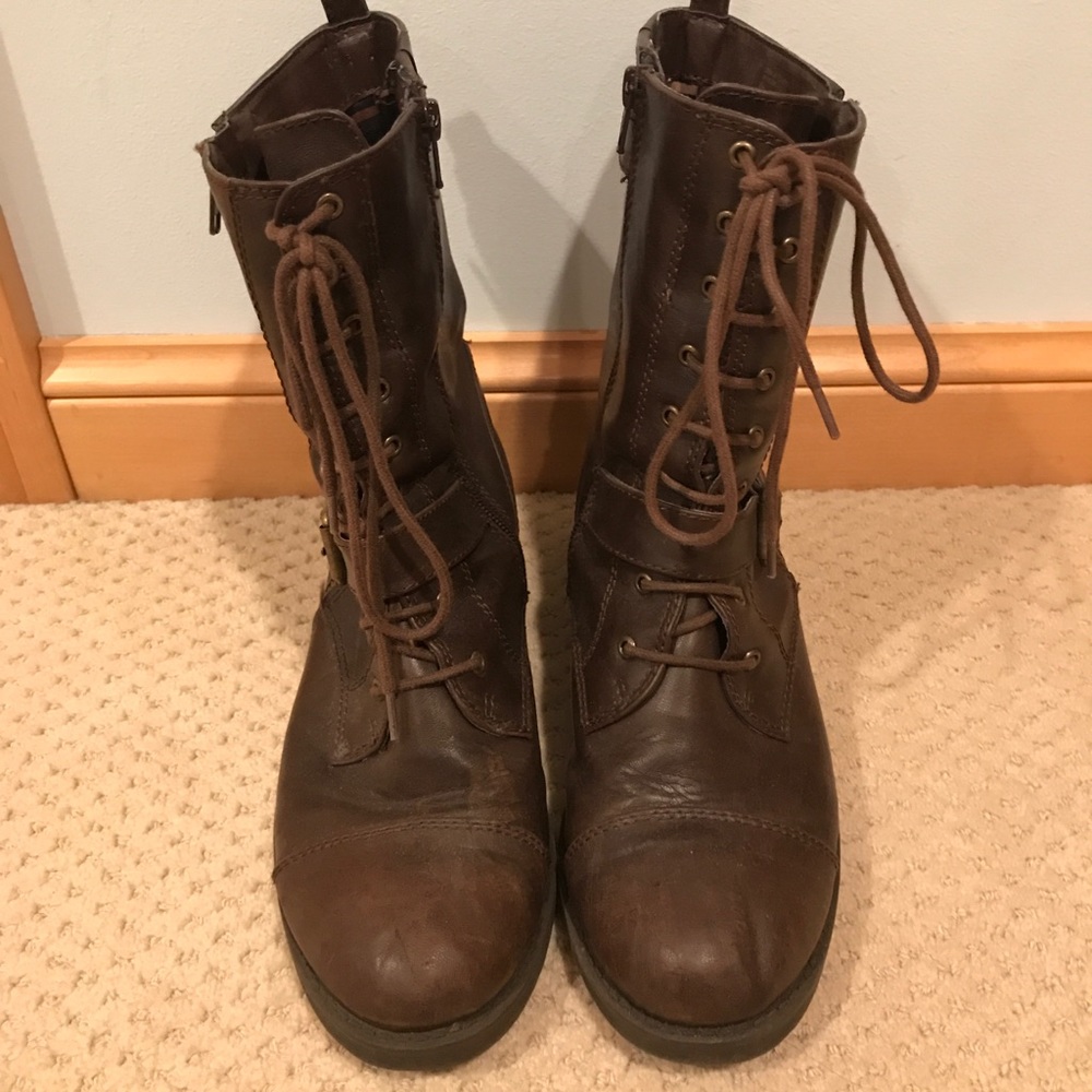 White Mountain Brown Combat Boots