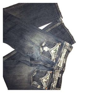 Miss Me Rhinestone pocket dark wash jeans