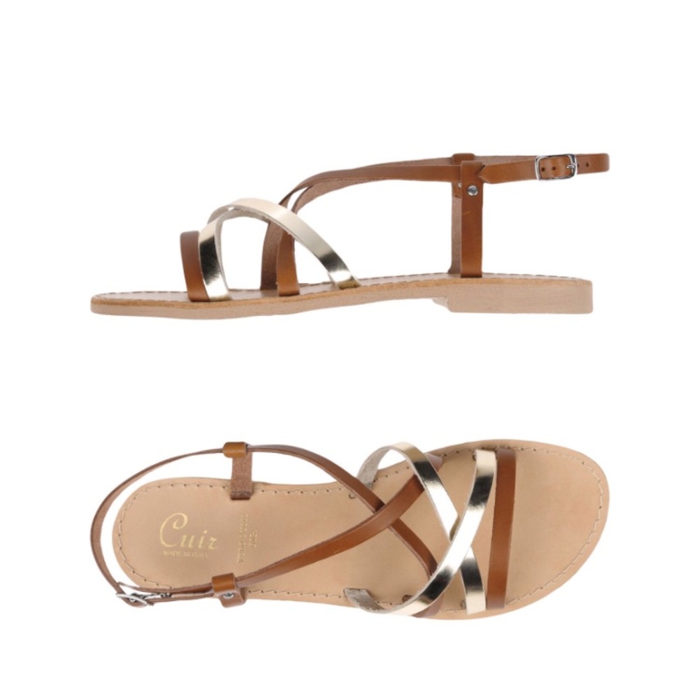 Brown and Gold Cuir Sandals
