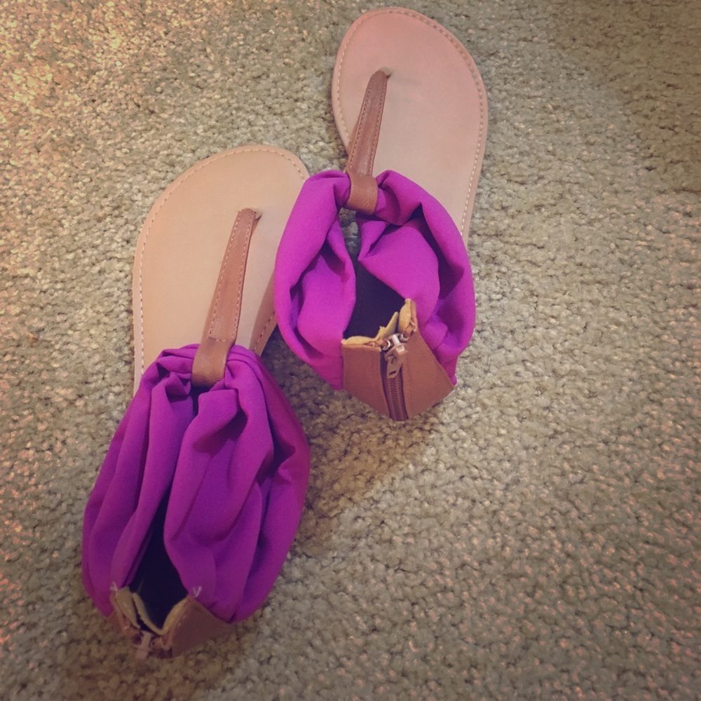 Purple and Brown flip flops