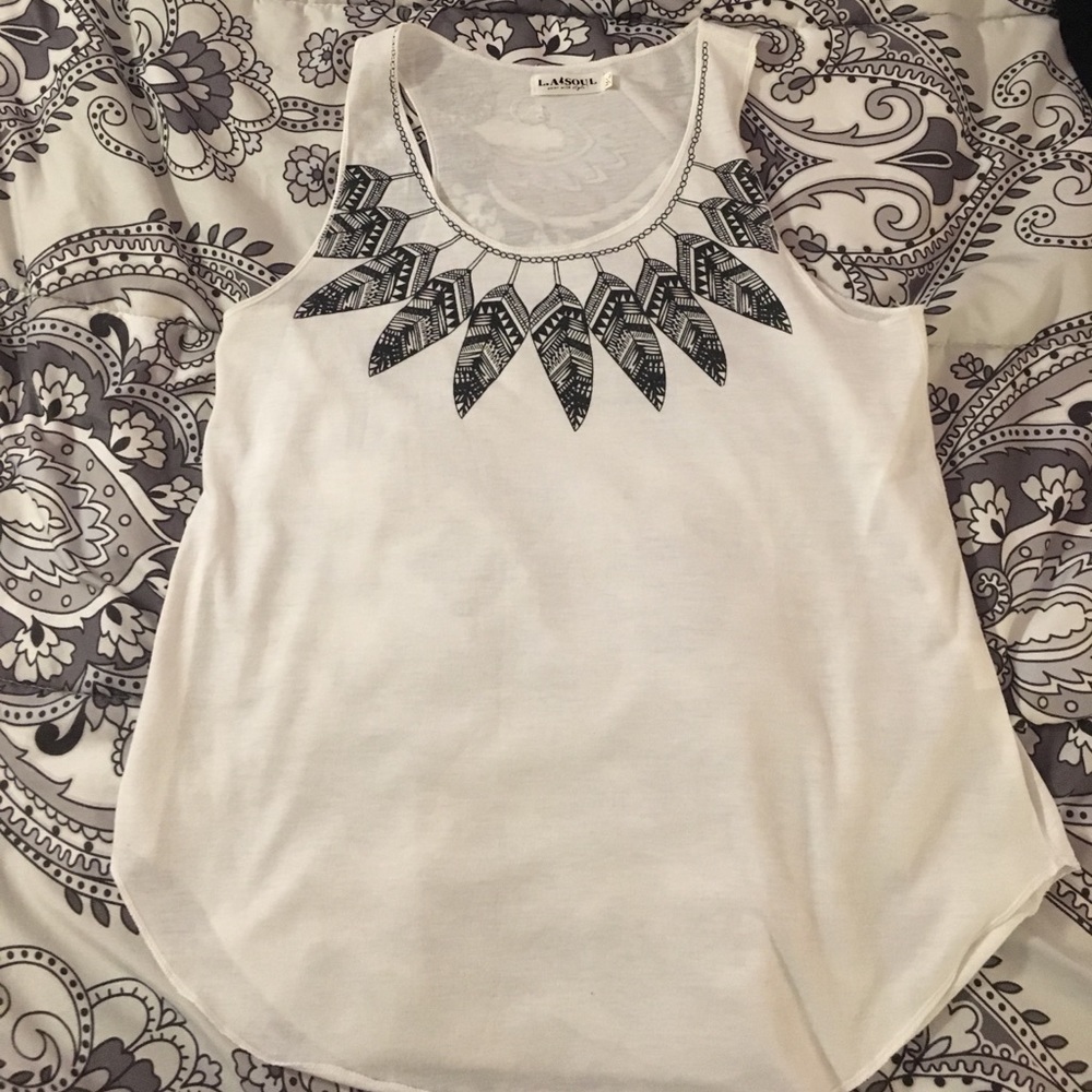 Kids white feather design tank top