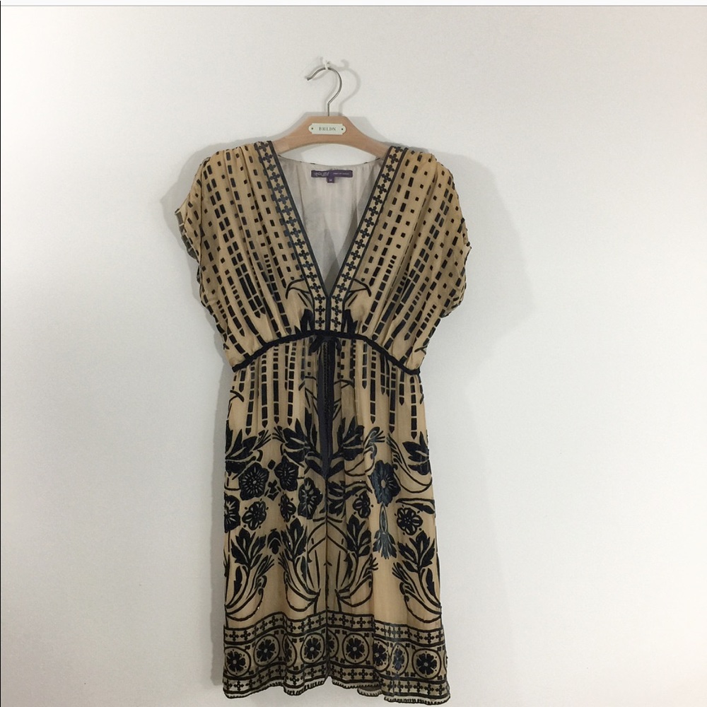 {Hale Bob} Silk dress with black velvet and beads