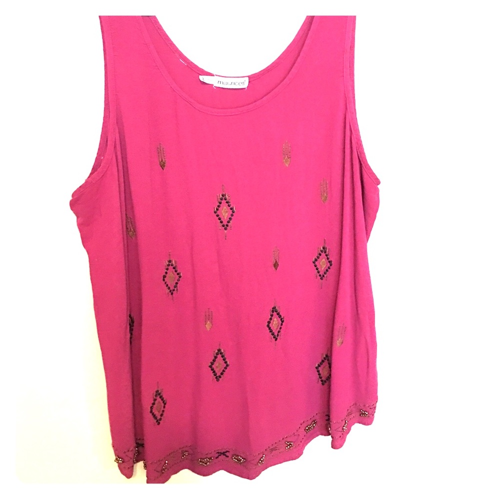 Purple beaded, embroidered tank