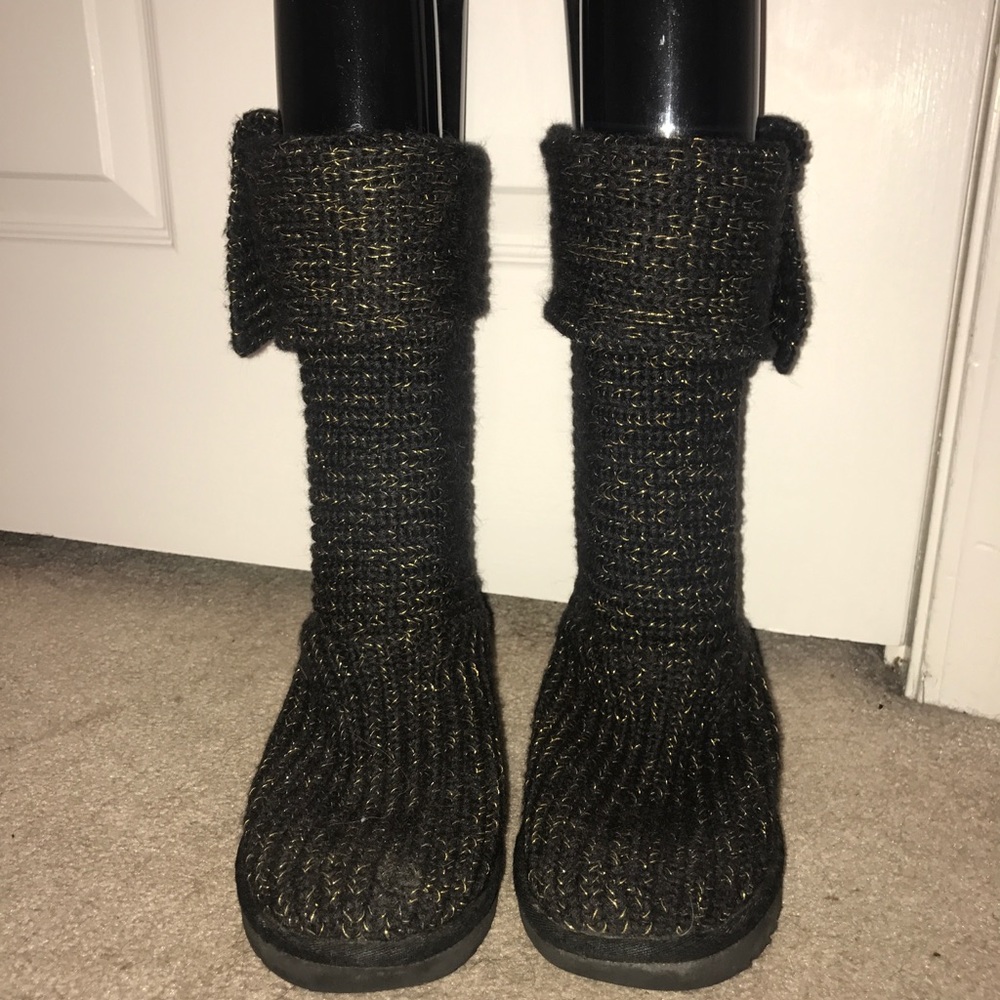 Black and Gold Knitted Ugg Boots