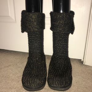 Black and Gold Knitted Ugg Boots