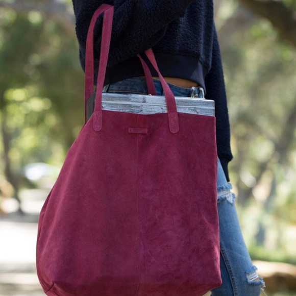 Handbags - TOMS Suede tote in charcoal gray w/ clutch