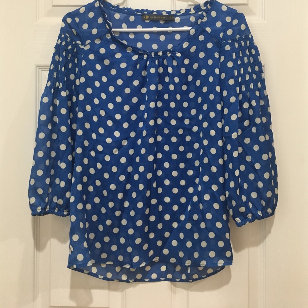 Blue polka dot blouse
