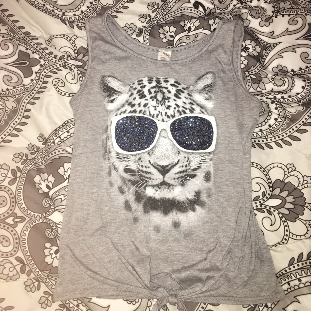 Kids grey tiger tank top
