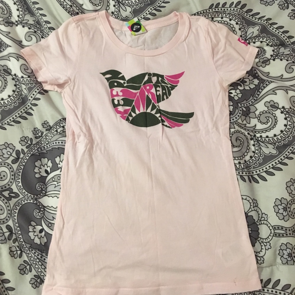 Girls roxy pink bird tee