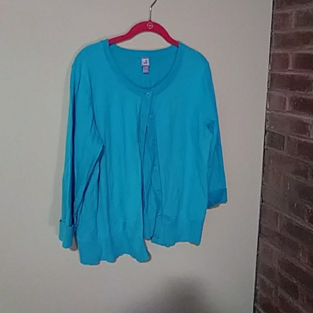 3/4 Length Sleeve Aqua Cardigan