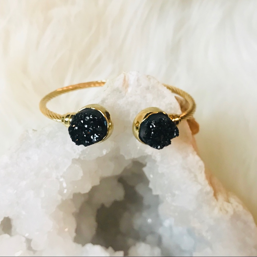 Natural druzy agate cable bangle - Picture 6 of 6