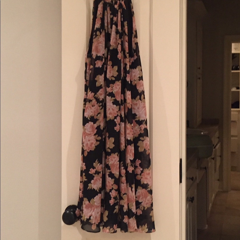 Black floral spaghetti strap dress
