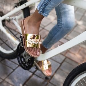Catherine Malandrino Shoes - Metallic Chain Slides Catherine Malandrino Shoes - Metallic Chain Slides