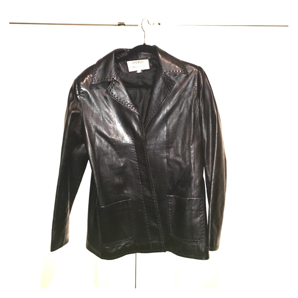 Black Lambskin leather jacket by Dero Size S