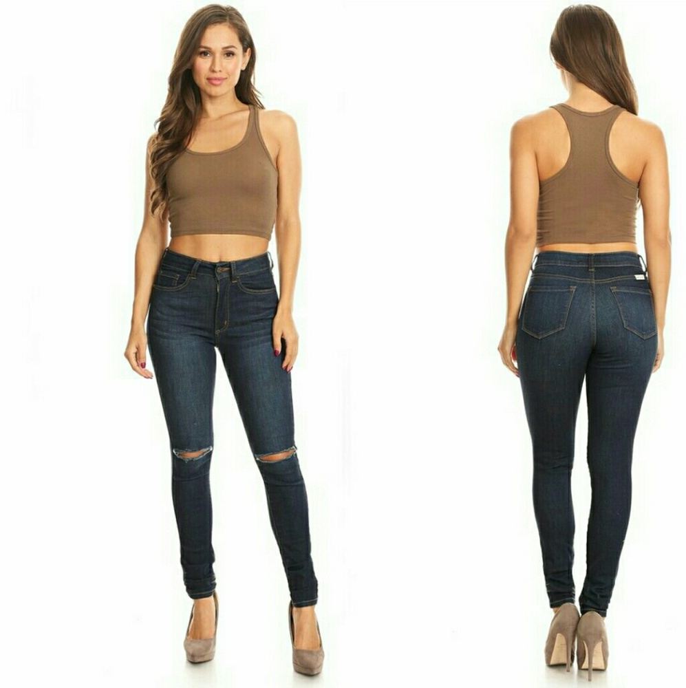 Ripped knees High waist Jeans