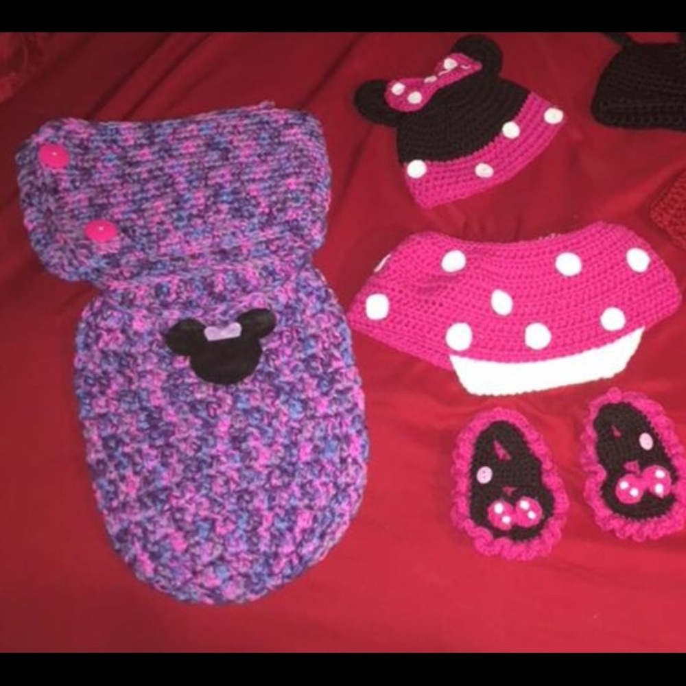 Hand crochet Swaddle and Set