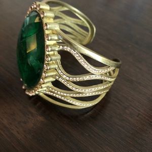 Gold Cuff with Green Stone Ends main image 1
