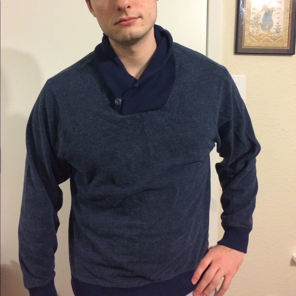 RARE Cremieux ❄️ Men's Blue Cowl Neck Sweater