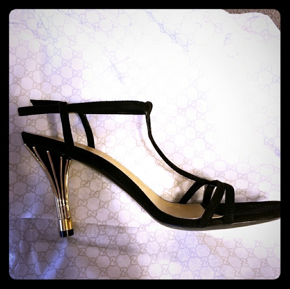 Gucci black and gold heels
