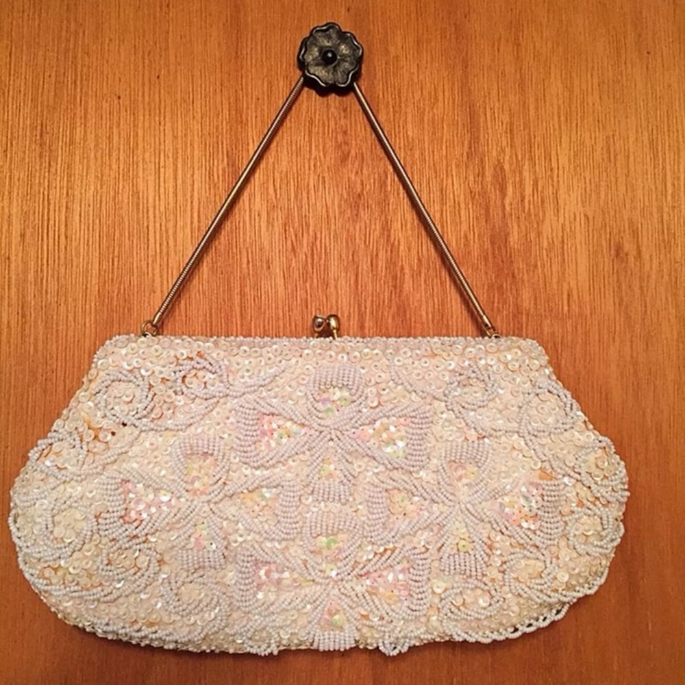 Antique Hand Beaded Clutch / Purse / Bag