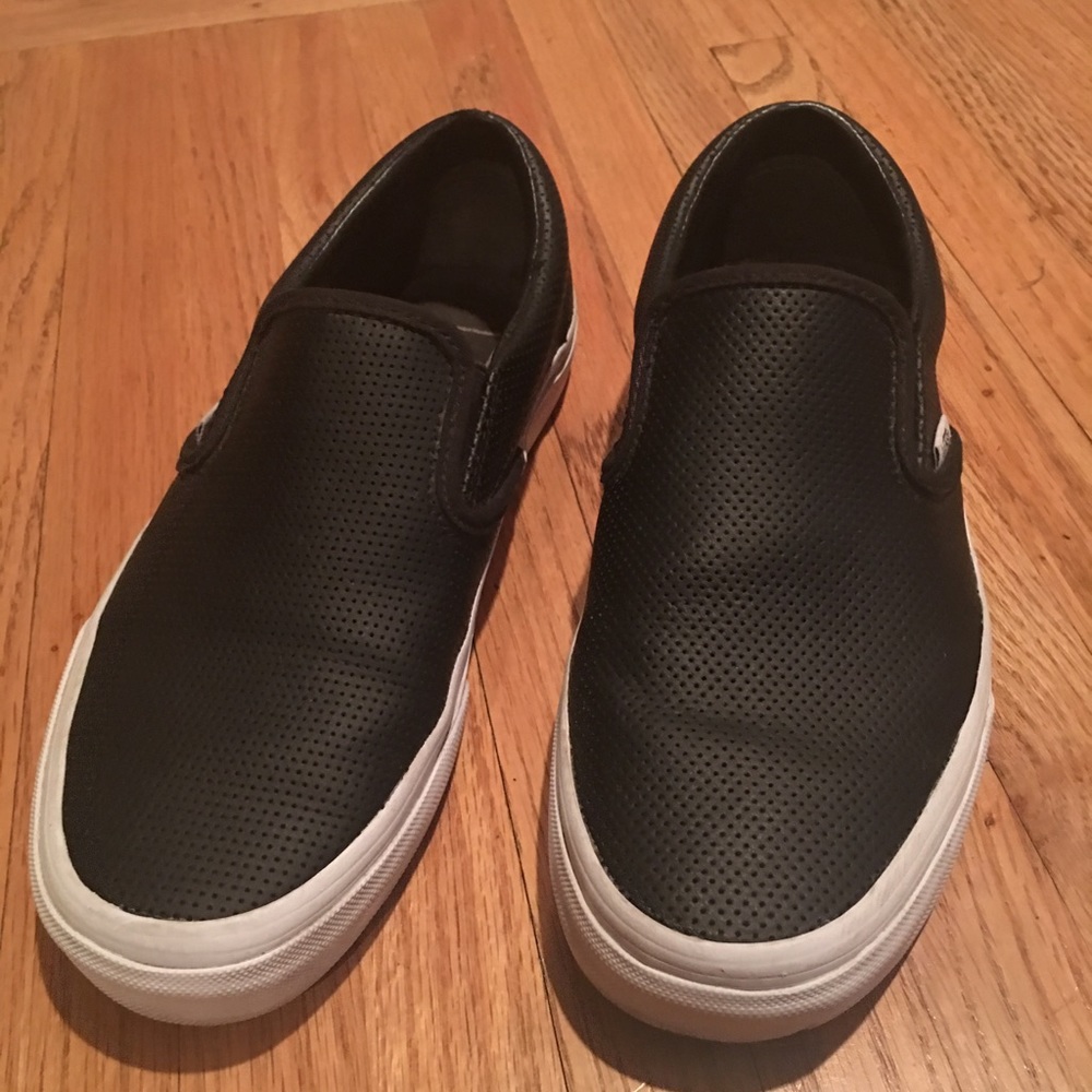 Black leather perforated Vans